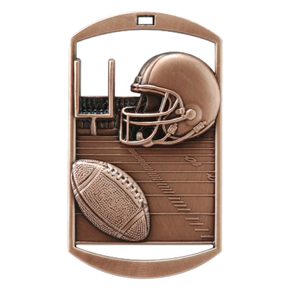 Personalized Football Medal with Ribbon | Gold, Silver or Bronze | Football Dog Tag Medal | 1.5 x 2.75 Inches Wide