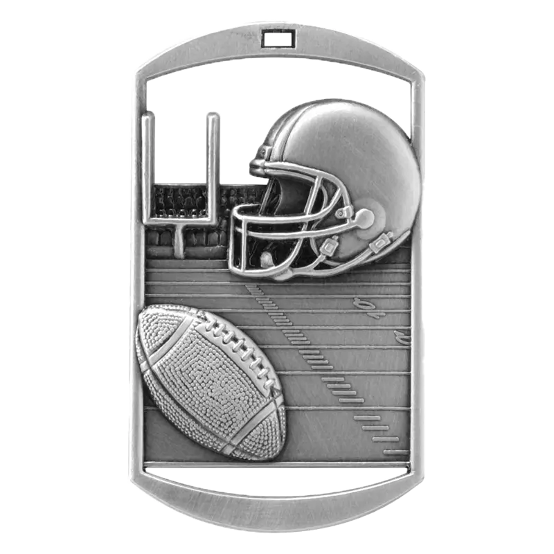 Personalized Football Medal with Ribbon | Gold, Silver or Bronze | Football Dog Tag Medal | 1.5 x 2.75 Inches Wide