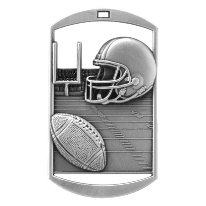 Personalized Football Medal with Ribbon | Gold, Silver or Bronze | Football Dog Tag Medal | 1.5 x 2.75 Inches Wide