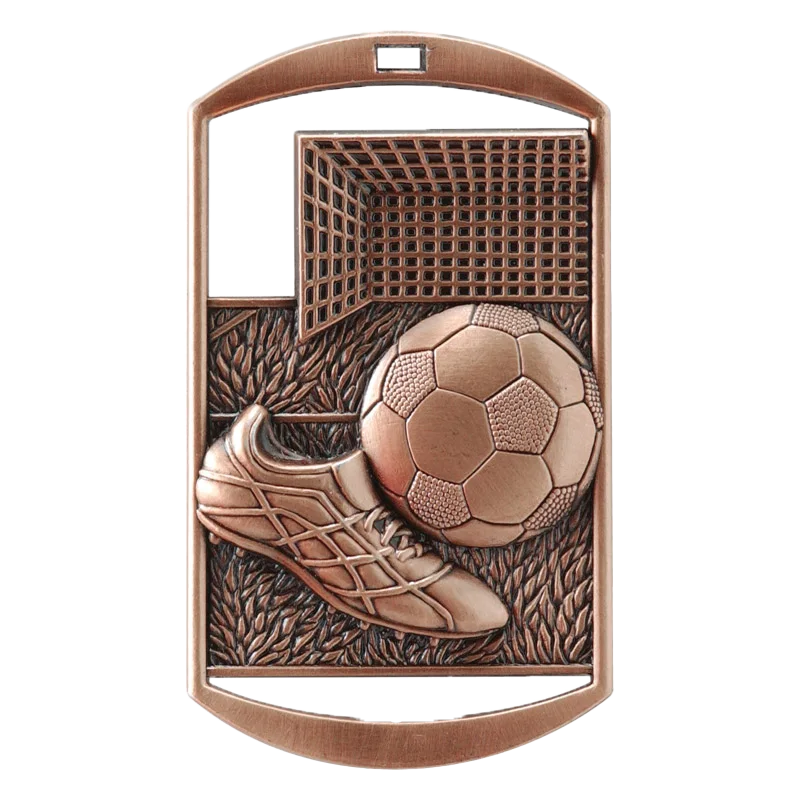 Personalized Soccer Medal with Ribbon | Gold, Silver or Bronze | Soccer Dog Tag Medal | 1.5 x 2.75 Inches Wide