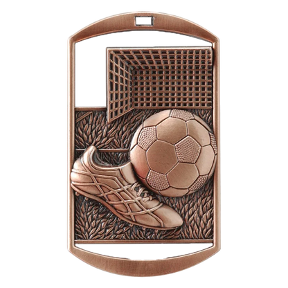 Personalized Soccer Medal with Ribbon | Gold, Silver or Bronze | Soccer Dog Tag Medal | 1.5 x 2.75 Inches Wide