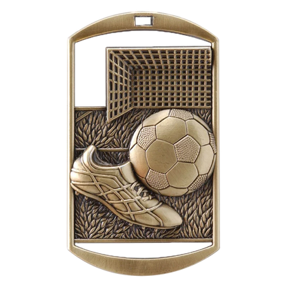Personalized Soccer Medal with Ribbon | Gold, Silver or Bronze | Soccer Dog Tag Medal | 1.5 x 2.75 Inches Wide