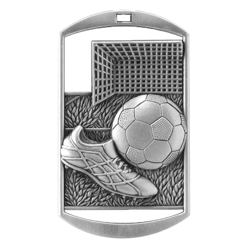 Personalized Soccer Medal with Ribbon | Gold, Silver or Bronze | Soccer Dog Tag Medal | 1.5 x 2.75 Inches Wide