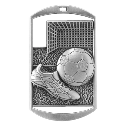 Personalized Soccer Medal with Ribbon | Gold, Silver or Bronze | Soccer Dog Tag Medal | 1.5 x 2.75 Inches Wide