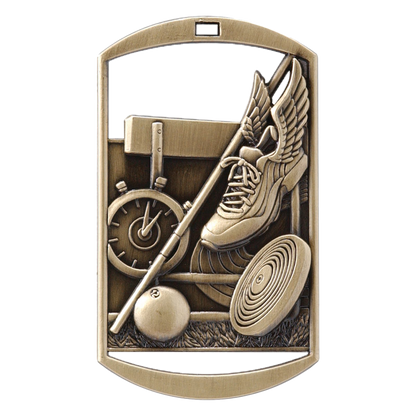Personalized Track Medal and Ribbon | Gold, Silver or Bronze | Track and Field Dog Tag Medal | 1.5 x 2.75 Inches Wide