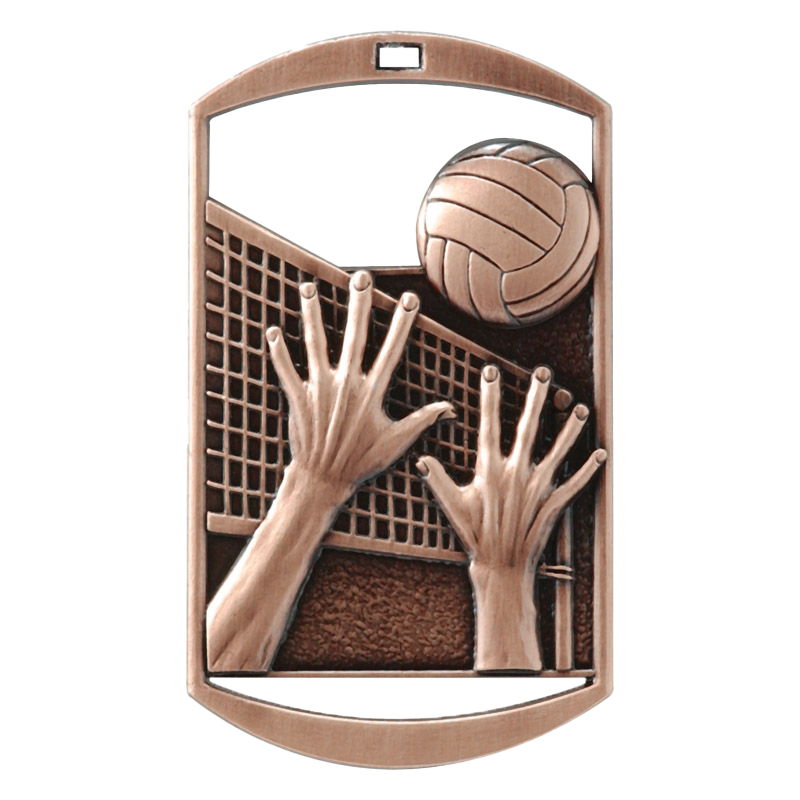 Personalized Volleyball Medal with Ribbon | Gold, Silver or Bronze | Volleyball Dog Tag Medal | 1.5 x 2.75 Inches Wide
