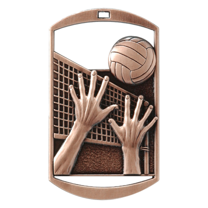 Personalized Volleyball Medal with Ribbon | Gold, Silver or Bronze | Volleyball Dog Tag Medal | 1.5 x 2.75 Inches Wide