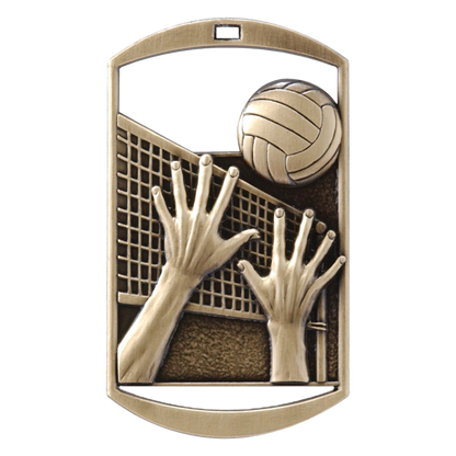 Personalized Volleyball Medal with Ribbon | Gold, Silver or Bronze | Volleyball Dog Tag Medal | 1.5 x 2.75 Inches Wide