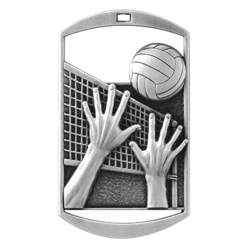 Personalized Volleyball Medal with Ribbon | Gold, Silver or Bronze | Volleyball Dog Tag Medal | 1.5 x 2.75 Inches Wide