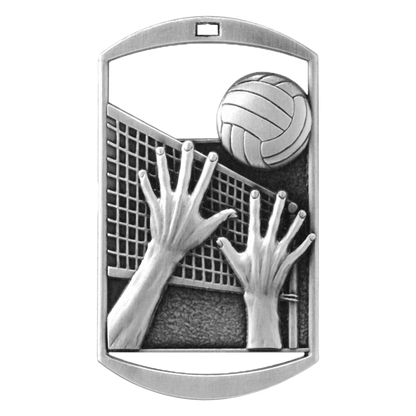 Personalized Volleyball Medal with Ribbon | Gold, Silver or Bronze | Volleyball Dog Tag Medal | 1.5 x 2.75 Inches Wide