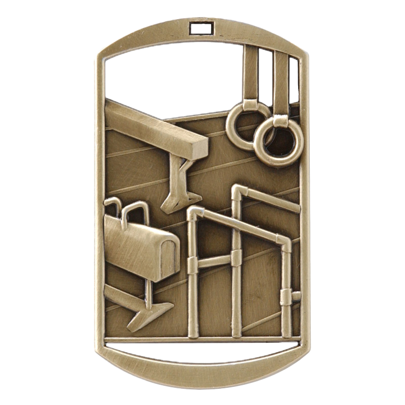 Personalized Gymnastics Medal with Ribbon | Gold, Silver or Bronze | Gymnast Dog Tag Medal | 1.5 x 2.75 Inches Wide