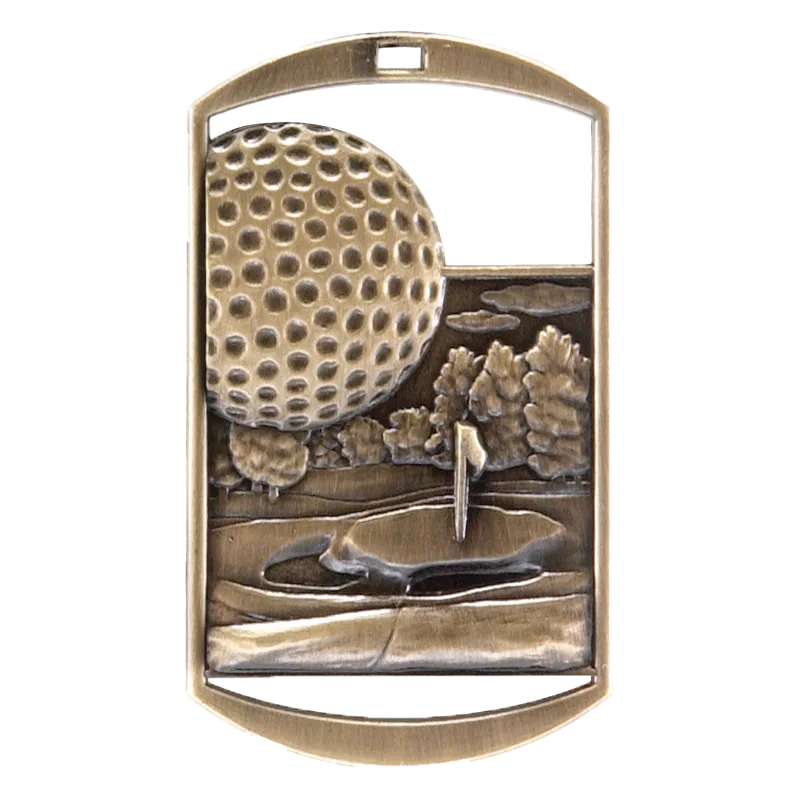 Personalized Golf Medal with Ribbon | Gold, Silver or Bronze | Golf Dog Tag Medal | 1.5 x 2.75 Inches Wide