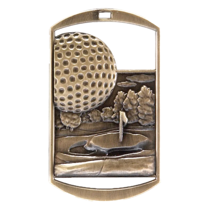 Personalized Golf Medal with Ribbon | Gold, Silver or Bronze | Golf Dog Tag Medal | 1.5 x 2.75 Inches Wide