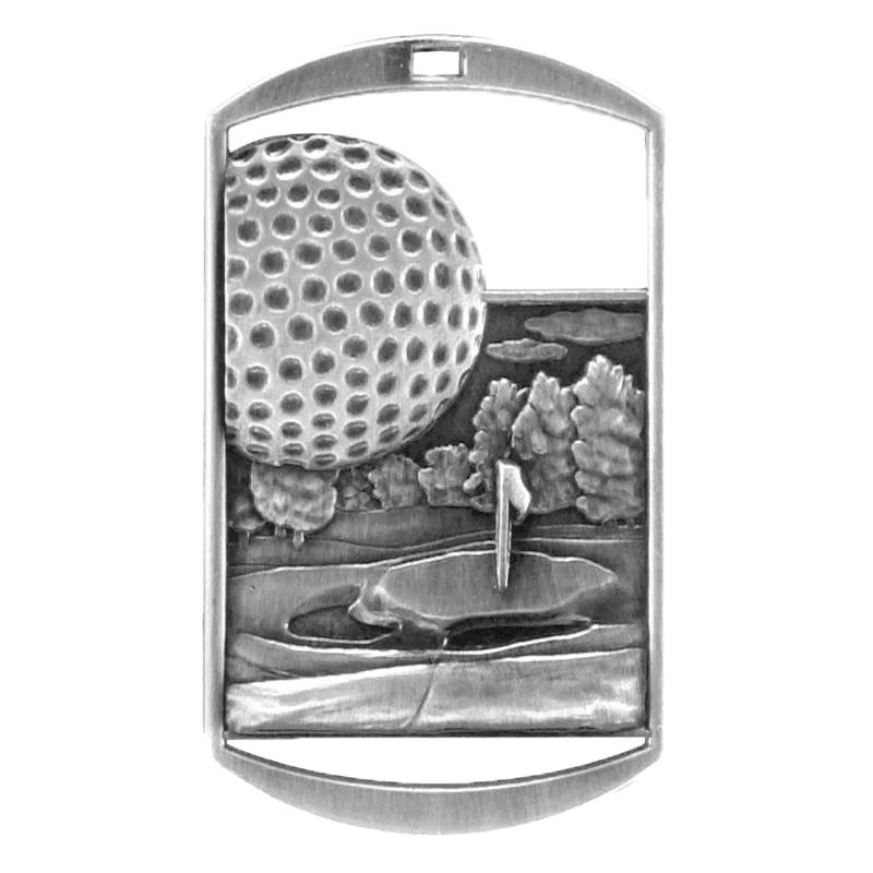 Personalized Golf Medal with Ribbon | Gold, Silver or Bronze | Golf Dog Tag Medal | 1.5 x 2.75 Inches Wide