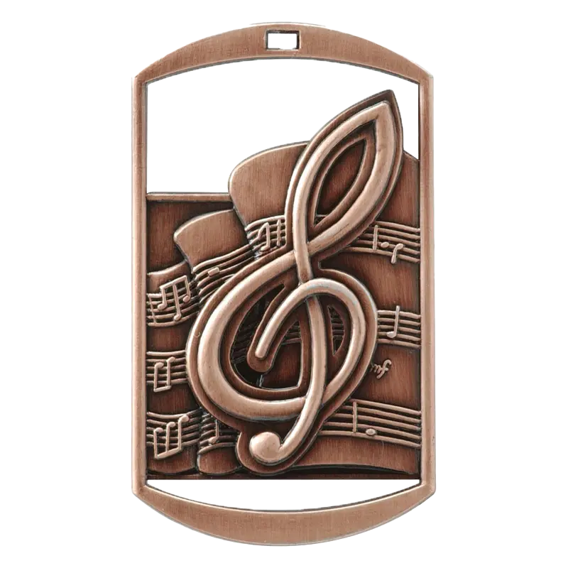 Personalized Music Medal with Ribbon | Gold, Silver or Bronze | Band Dog Tag Medal | 1.5 x 2.75 Inches Wide