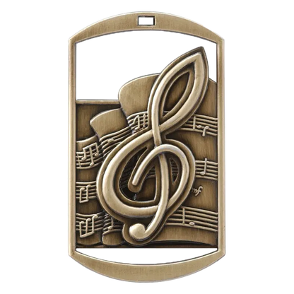 Personalized Music Medal with Ribbon | Gold, Silver or Bronze | Band Dog Tag Medal | 1.5 x 2.75 Inches Wide
