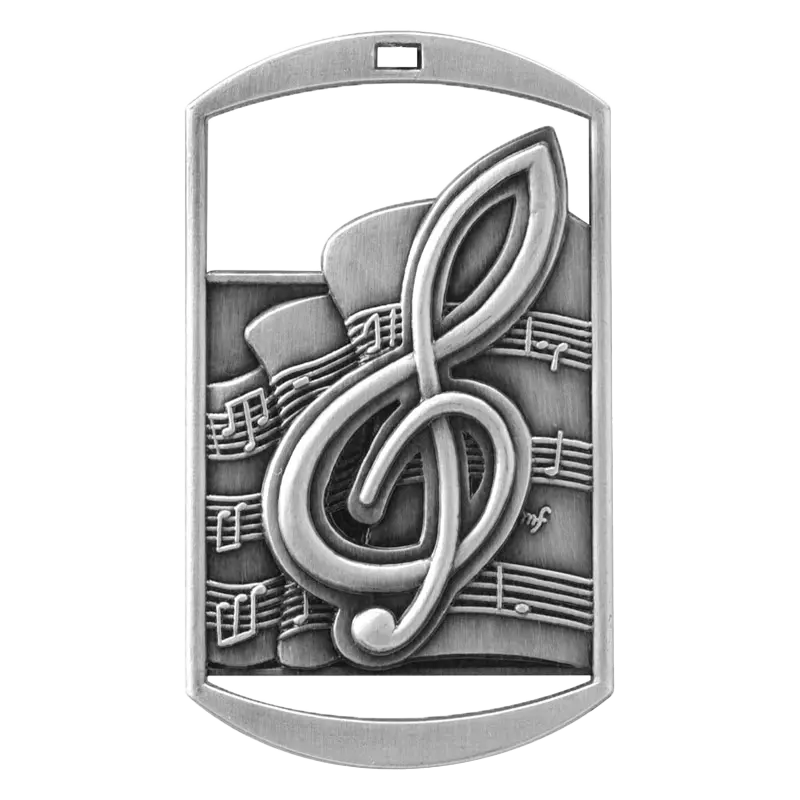 Personalized Music Medal with Ribbon | Gold, Silver or Bronze | Band Dog Tag Medal | 1.5 x 2.75 Inches Wide