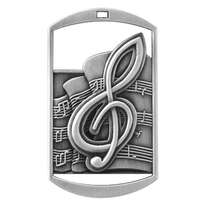 Personalized Music Medal with Ribbon | Gold, Silver or Bronze | Band Dog Tag Medal | 1.5 x 2.75 Inches Wide