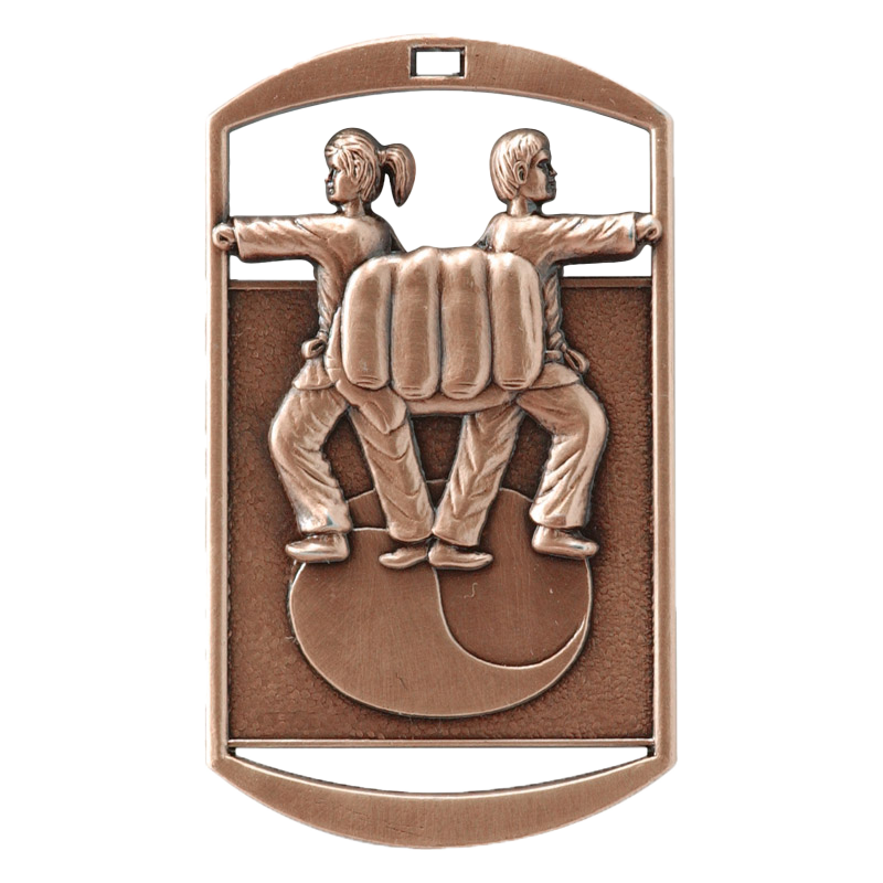 Personalized Martial Arts Medal with Ribbon | Gold, Silver or Bronze | Karate Dog Tag Medal | 1.5 x 2.75 Inches Wide