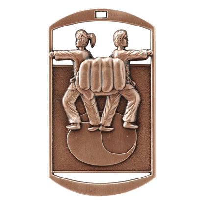 Personalized Martial Arts Medal with Ribbon | Gold, Silver or Bronze | Karate Dog Tag Medal | 1.5 x 2.75 Inches Wide