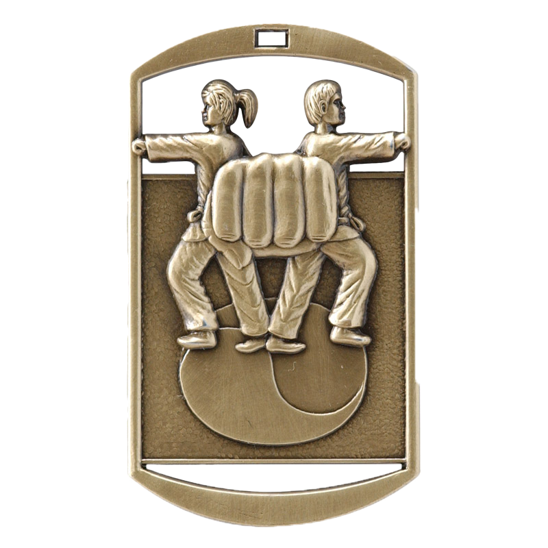 Personalized Martial Arts Medal with Ribbon | Gold, Silver or Bronze | Karate Dog Tag Medal | 1.5 x 2.75 Inches Wide