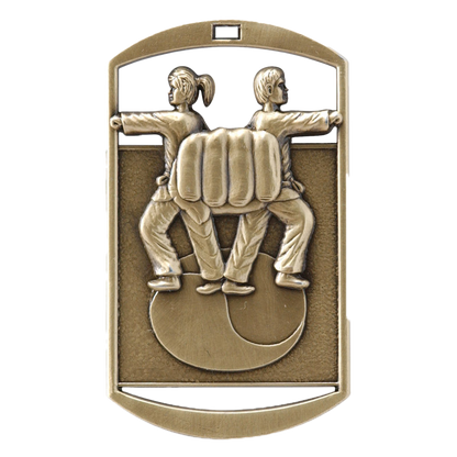 Personalized Martial Arts Medal with Ribbon | Gold, Silver or Bronze | Karate Dog Tag Medal | 1.5 x 2.75 Inches Wide