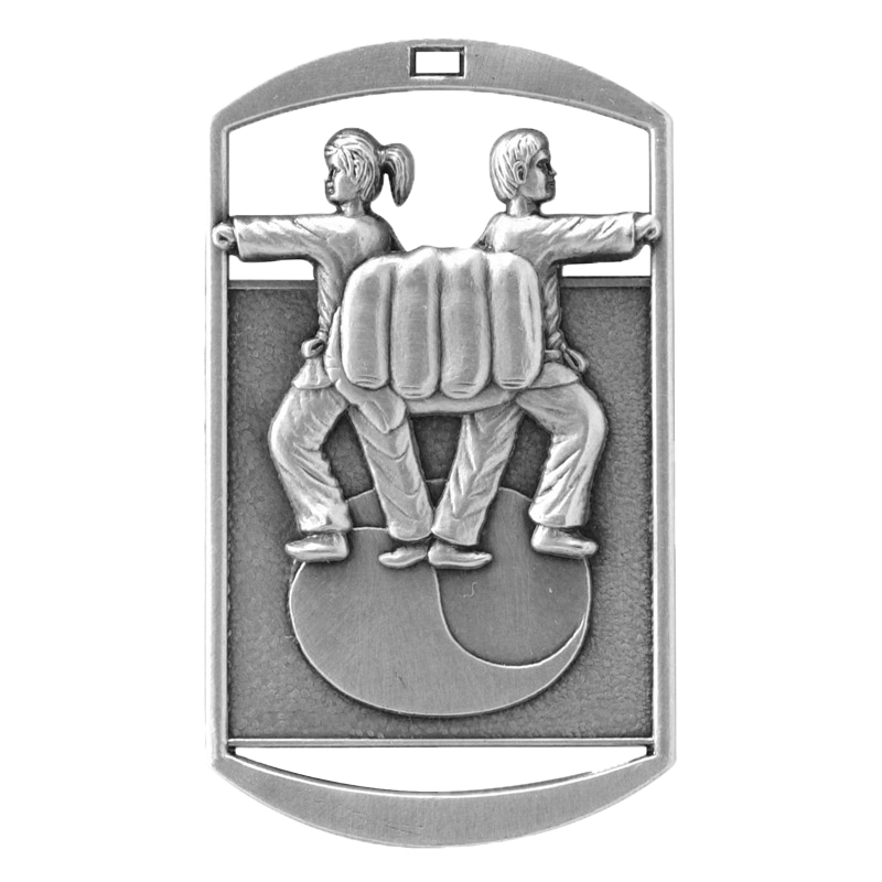 Personalized Martial Arts Medal with Ribbon | Gold, Silver or Bronze | Karate Dog Tag Medal | 1.5 x 2.75 Inches Wide