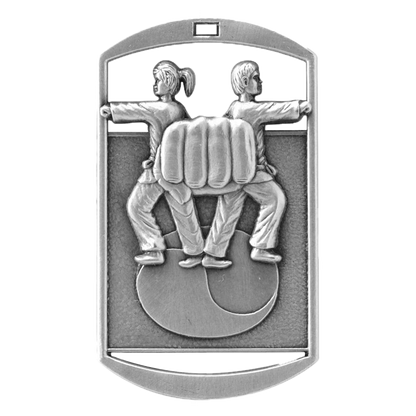 Personalized Martial Arts Medal with Ribbon | Gold, Silver or Bronze | Karate Dog Tag Medal | 1.5 x 2.75 Inches Wide