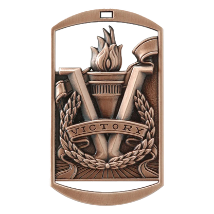 Personalized Victory Medal with Ribbon | Gold, Silver or Bronze | Victory Dog Tag Medal | 1.5 x 2.75 Inches Wide