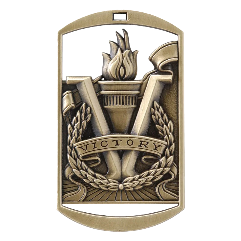 Personalized Victory Medal with Ribbon | Gold, Silver or Bronze | Victory Dog Tag Medal | 1.5 x 2.75 Inches Wide