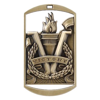 Personalized Victory Medal with Ribbon | Gold, Silver or Bronze | Victory Dog Tag Medal | 1.5 x 2.75 Inches Wide