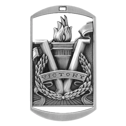 Personalized Victory Medal with Ribbon | Gold, Silver or Bronze | Victory Dog Tag Medal | 1.5 x 2.75 Inches Wide