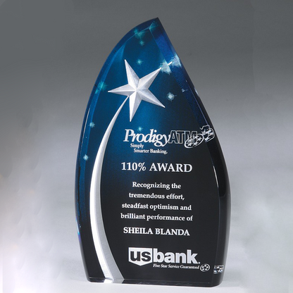Star Field Acrylic Trophy | Personalized Corporate Award | 7.75 or 9.5 Inches Tall