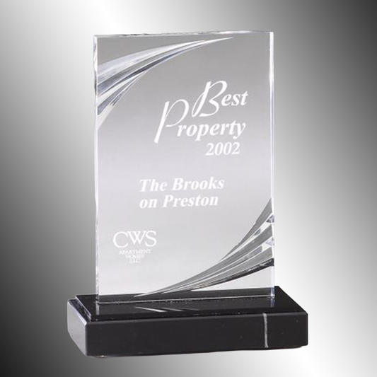 Nouveau Acrylic Trophy | Personalized Corporate Award | 7 or 8 Inches Tall