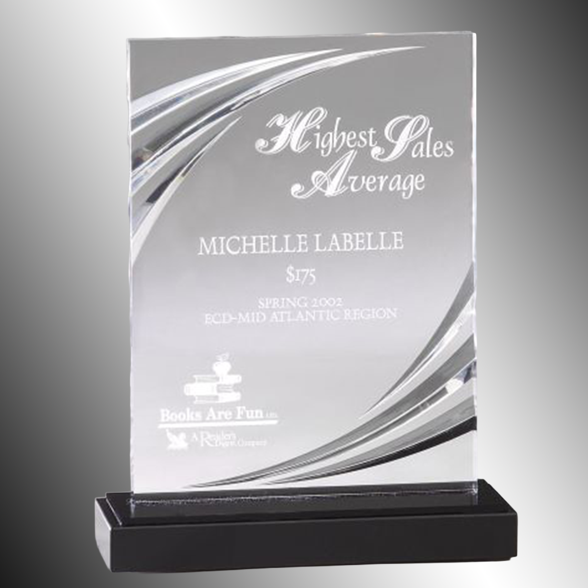 Nouveau Acrylic Trophy | Personalized Corporate Award | 7 or 8 Inches Tall