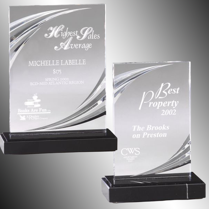 Nouveau Acrylic Trophy | Personalized Corporate Award | 7 or 8 Inches Tall
