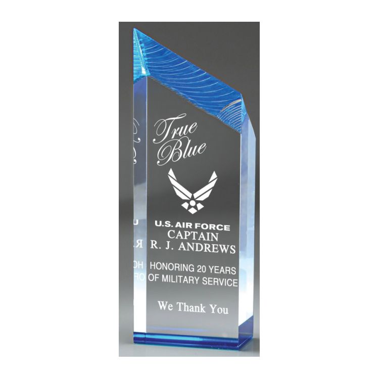 Carved Summit Acrylic Trophy | Blue, Gold or Red | Personalized Corporate Award | 10 Inches Tall