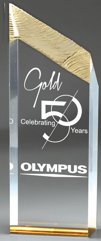 Carved Summit Acrylic Trophy | Blue, Gold or Red | Personalized Corporate Award | 10 Inches Tall