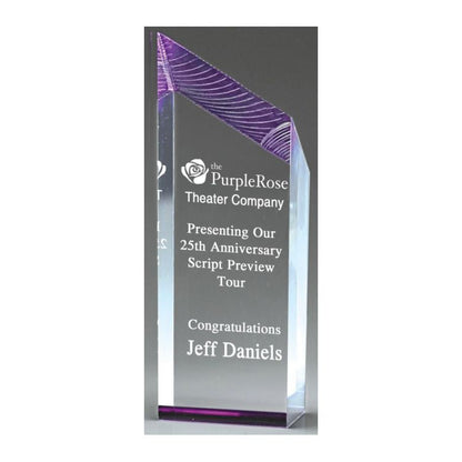 Chisel Carved Acrylic Award - Blue, Gold or Red | Engraved Corporate Award - 10" Decade Awards