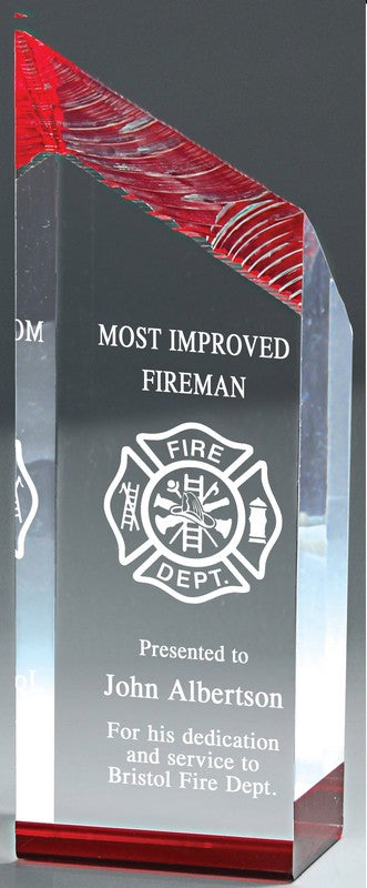 Carved Summit Acrylic Trophy | Blue, Gold or Red | Personalized Corporate Award | 10 Inches Tall