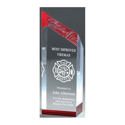 Chisel Carved Acrylic Award - Blue, Gold or Red | Engraved Corporate Award - 10" Decade Awards