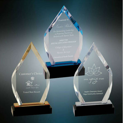 Diamond Impress Acrylic Award - Blue, Gold or Silver | Engraved Corporate Award - 8 Inch Tall Decade Awards