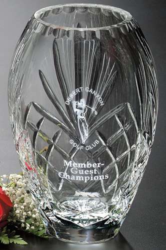 Durham Barrel Vase Crystal Corporate Award | Engraved Crystal Vase - 7", 8", or 10" Decade Awards