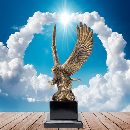 Eagle Trophy, Antique Gold with Base | Engraved Eagle Award - 10.75 Inch Tall Decade Awards