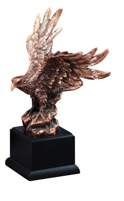 Eagle Bronze Finish Resin Award | Engraved Bronzed Eagle Trophy - 11.5, 16 Inch Tall Decade Awards