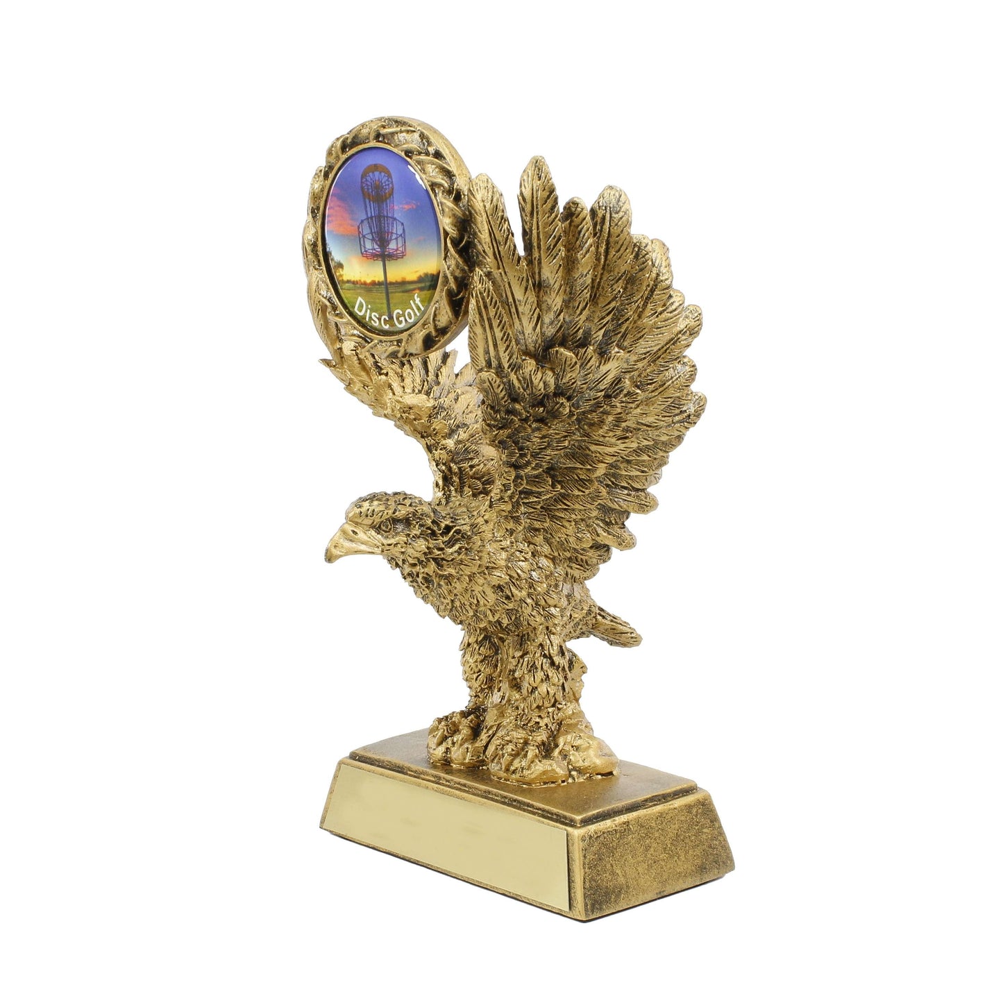 Eagle Disc Golf Trophy | Engraved Golden DiscGolf Eagle Award - 8" Tall Decade Awards