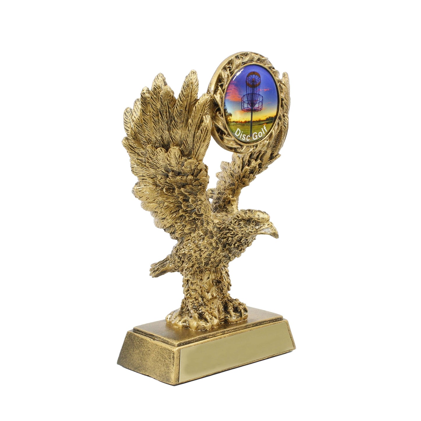 Eagle Disc Golf Trophy | Engraved Golden DiscGolf Eagle Award - 8" Tall Decade Awards
