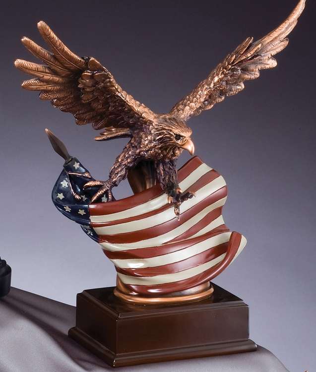 Eagle & Flag Resin Award | Engraved Eagle Trophy - 12 Inch Tall Decade Awards