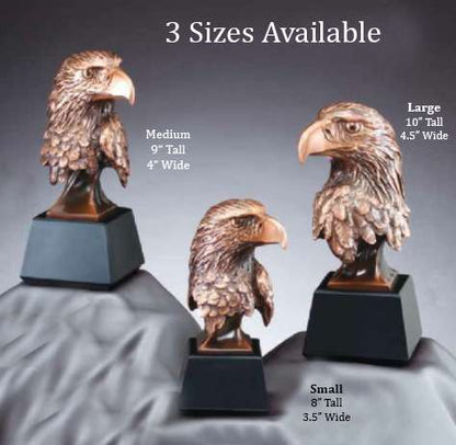 Eagle Head Bronze Award | Engraved Bronzed Eagle Head Trophy - 8, 9 or 10 Inch Tall Decade Awards