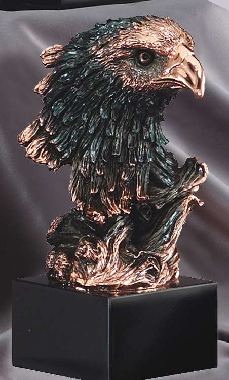 Eagle Head Resin Award | Engraved Bronzed Eagle Head Trophy - 8.5 Inch Tall Decade Awards